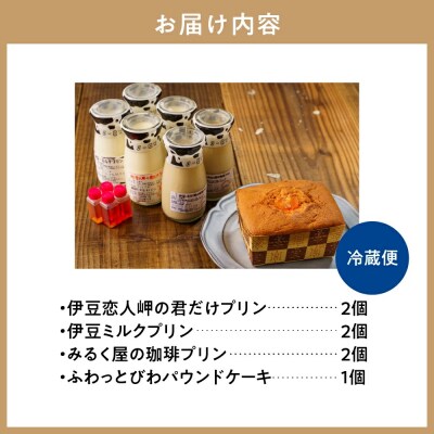大木乳業【プリン3種&土肥びわパウンドケーキ】セット