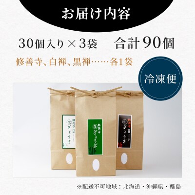 修善寺 生ぎょうざ 3種食べくらべセット(冷凍) 90個入