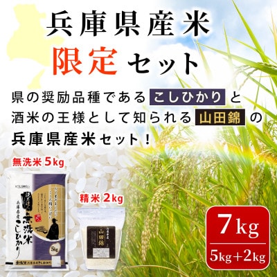 無洗米兵庫県産コシヒカリ5kg+兵庫県産山田錦2kg