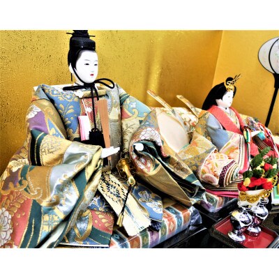 雛人形　京九番親王「正絹袋帯」紗張台飾り　No.9-409