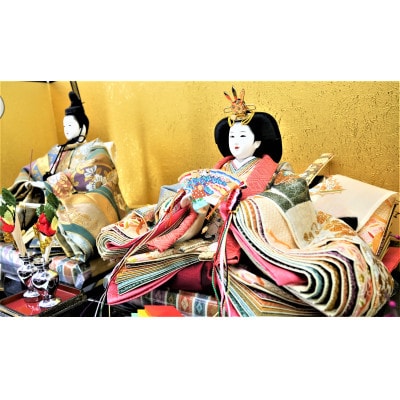雛人形　京九番親王「正絹袋帯」紗張台飾り　No.9-409