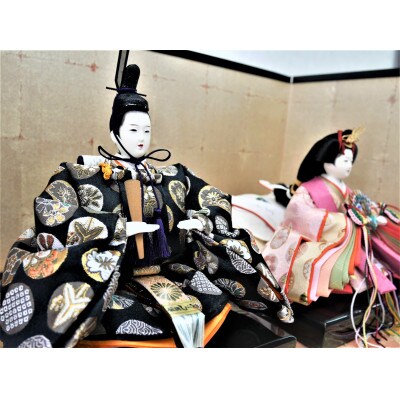 雛人形　京三五親王「桔梗花紋」オリジナル金襴敷　No.35-904-II
