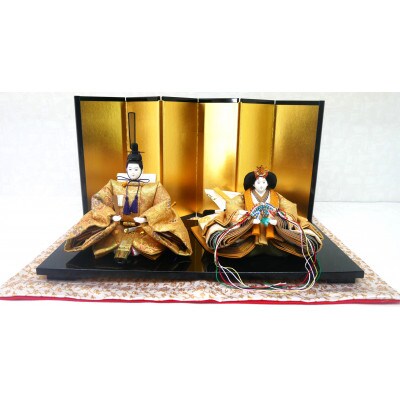 雛人形　京三五親王「正絹袋帯～GOLD～」オリジナル金襴敷　No.35-514