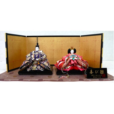 雛人形　京三五親王「正絹雪輪に鳳凰」オリジナル金襴敷　No.35-606