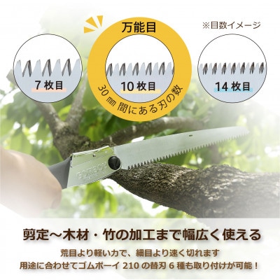 【シルキー替刃式折込鋸】　ゴムボーイ万能目　本体　210mm
