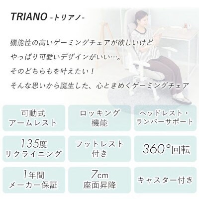 ゲーミングチェア　TRIANO(トリアノ)【チャコールグレー】