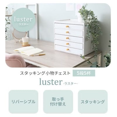 スタッキング小物チェスト luster(ラスター) 5段5杯【ホワイト】