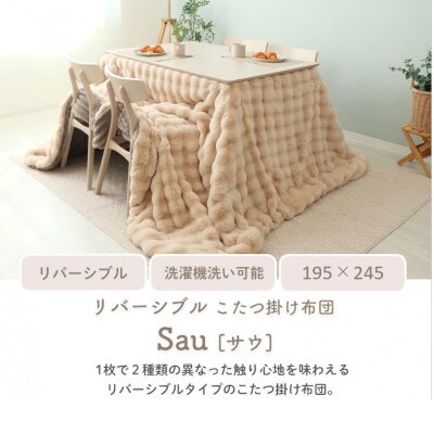 リバーシブルこたつ掛け布団 Sau(サウ)【ベージュ/グレージュ】　195×245cm