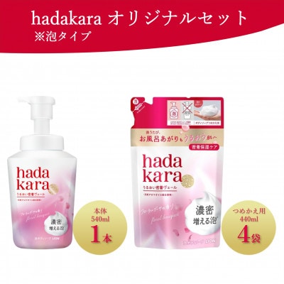 hadakara (ハダカラ) オリジナルセット 泡タイプ【本体×1、つめかえ用×4】(ライオン)