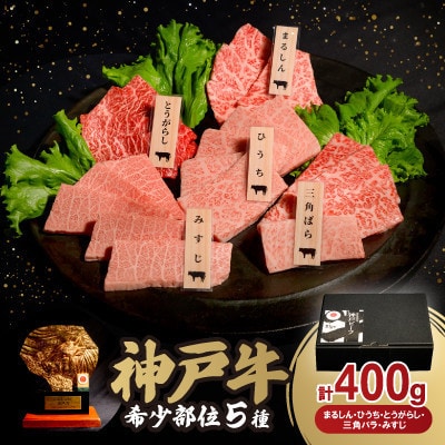 【12/15入金分まで年内発送!】神戸牛希少部位焼肉セット(5種類) 400g