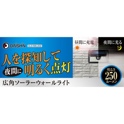 大進 広角ソーラーウォールライト DLS-NWL002 防犯ライト ソーラーライト 防雨 屋外 人感