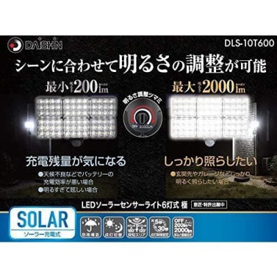 大進 LEDソーラーセンサーライト6灯式 極 DLS-10T600 防犯ライト ソーラーライト 防雨