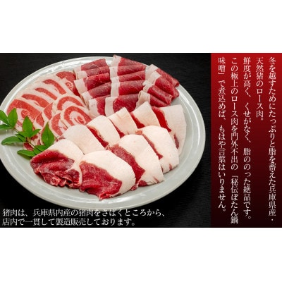 ボタン鍋セット 計1kg 3～4人前 (500g)×2 猪肉 (ロース・モモ・バラ)自家製味噌付き