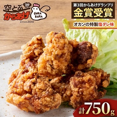 空とぶからあげ 750g(250g×3パック)オカンの特性塩ダレ味 電子レンジで温めるだけ 冷凍便