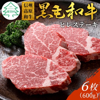 信州高原和牛 ヒレステーキ6枚(計600g)