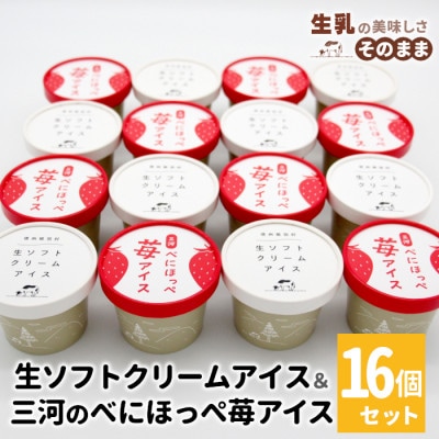 生ソフトクリームアイス&べにほっぺ苺アイス 16個入り