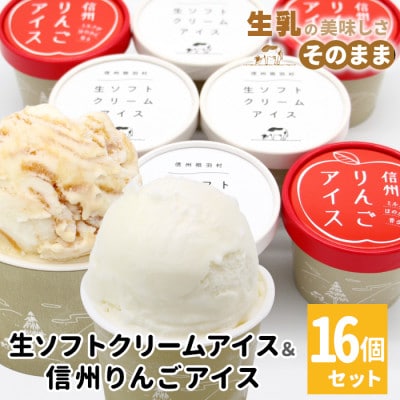 生ソフトクリームアイス&信州りんごアイス 16個