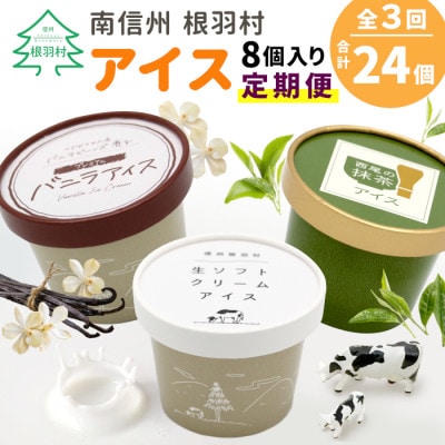 【毎月定期便】人気アイス3種 80ml×各8個(合計24個)全3回