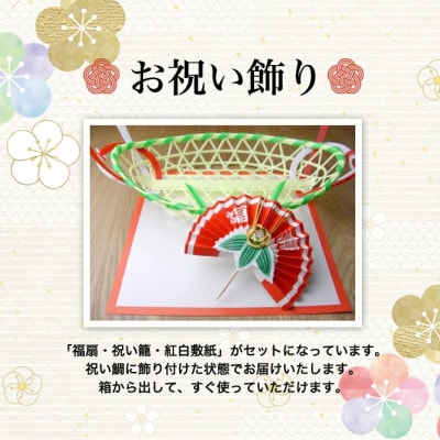 《瀬戸内天然祝鯛1.2kg+国産はまぐり100g付き》炭火焼 お食い初めセット　祝い飾り付き