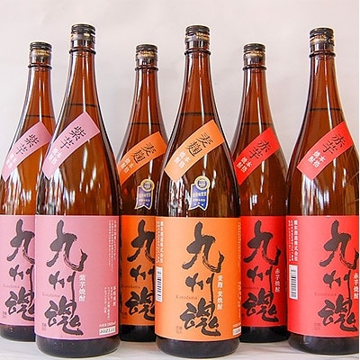 【2ヵ月毎定期便】九州魂焼酎飲み比べ 1800ml×6本セット(麦・赤芋・紫芋 各2本)全6回