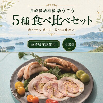 【長崎県産豚×長崎伝統柑橘ゆうこう】5種・約400g食べ比べ|冷凍