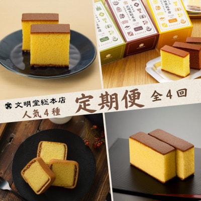 【毎月定期便】文明堂 人気4種カステラ(長崎市)全4回