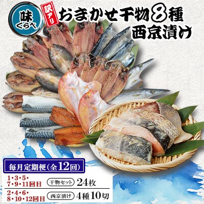 【毎月定期便】味くらべ訳あり干物&西京漬け全12回