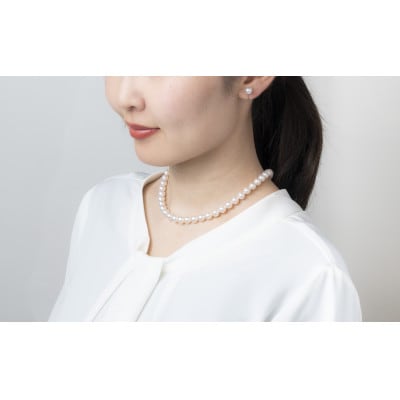 【花珠鑑別書付】8.0-8.5mmアコヤ真珠ネックレスとピアスセット
