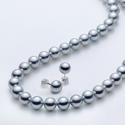 ♥本真珠♥ナチュラルシルバーグレーネックレス（8.5-9㎜）ピアス