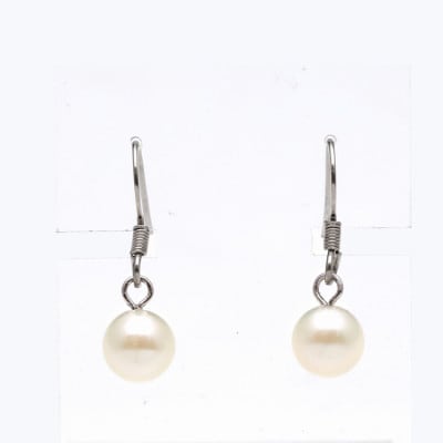 あこや真珠(7-7.5mm)フックピアス /サージカルステンレス使用(シルバー色)