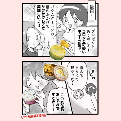バウムクーヘンラスク 可愛いクッキー缶3色セット詰め合わせ(カメオ・ブーケ・ミモザ)