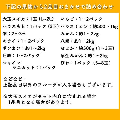【発送月固定定期便】旬のフルーツセット 季節により厳選した果物を1～2品目　詰め合わせ全6回