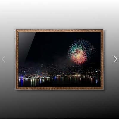 【額装写真】【長崎帆船まつり　帆船と夜空の花火】画寸B3サイズ[M10-8894]