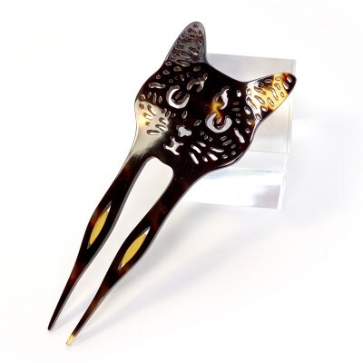 べっ甲製すまし猫かんざし
