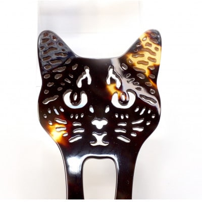 べっ甲製すまし猫かんざし