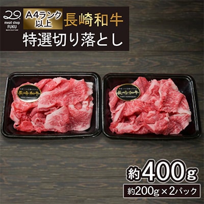 【A4～A5ランク】長崎和牛 特選切り落とし 約400g(約200g×2パック)(長崎市)