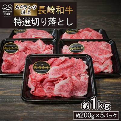 【A4～A5ランク】長崎和牛 特選切り落とし 約1kg(200g×5パック)(長崎市)