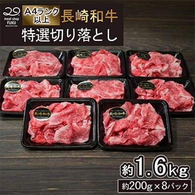 【A4～A5ランク】長崎和牛 特選切り落とし 約1.6kg(200g×8パック)(長崎市)