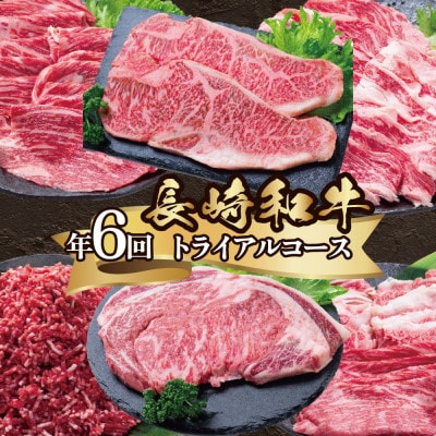 【発送月固定定期便】長崎和牛 トライアルコース 計3.4kg お肉の定期便全6回