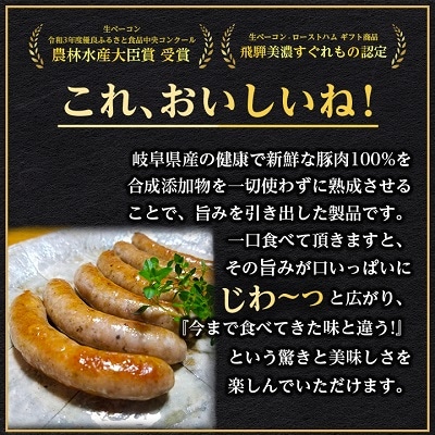 無添加プレーンソーセージ 生ベーコン 詰合せ 冷凍 お取り寄せ 中山道ハム
