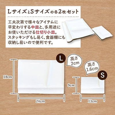 2010年グッドデザイン賞受賞!【miyama.】isolaパレットプレートL・S(白磁)各2枚組