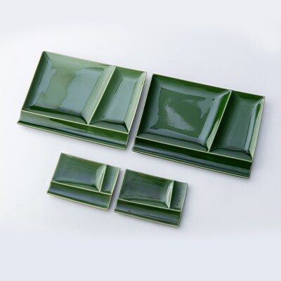 2010年グッドデザイン賞受賞!【miyama.】isolaパレットプレートL・S(織部)各2枚組
