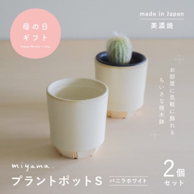 母の日おすすめの鉢植え　花のある暮らしを手軽に　miyama.の植木鉢S　バニラホワイト2個　美濃焼