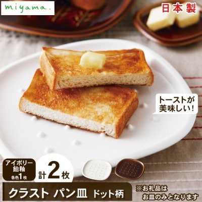 【美濃焼】トーストの焼きたてサクッと感キープ!miyama.のパン皿　2枚　ドット柄