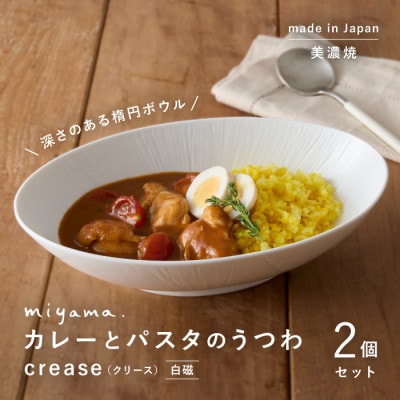 【美濃焼】miyama.のカレーとパスタのうつわ(クリース)2個セット　白磁
