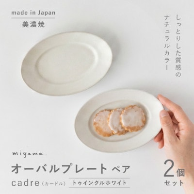 【美濃焼】miyama.　日常使いにピッタリ!取皿サイズのオーバルプレートペア　トゥインクルホワイト