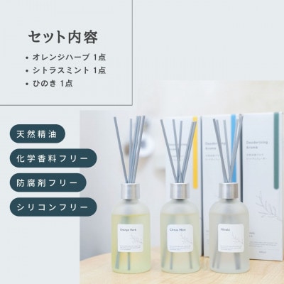 天然消臭アロマ リードディフューザーセット 100ml×3種 瑞浪ファクトリー直送