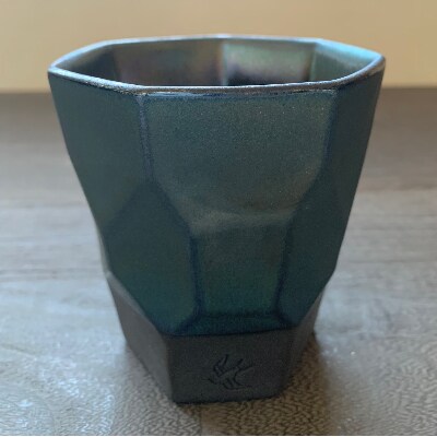 つばめ工房　黒土フリーカップ　ブルーメタリック