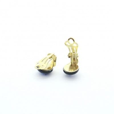 【美濃焼】青むらタイルイヤリング(直径10mm)