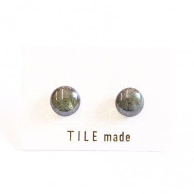 【美濃焼】苔むらタイルピアス(直径10mm)